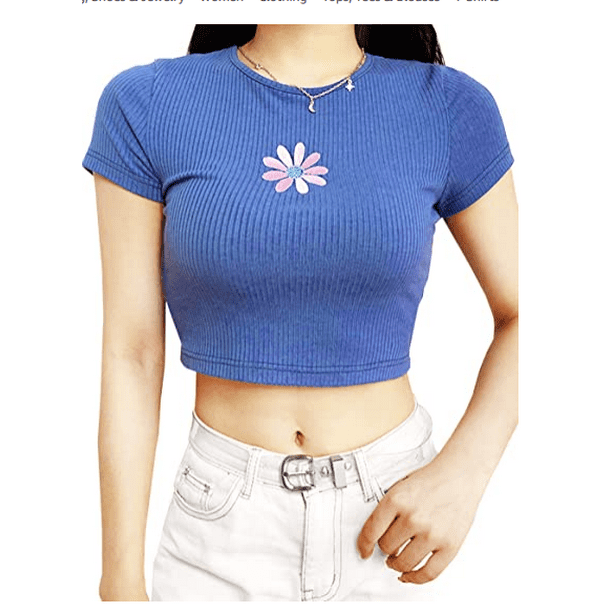 Short Sleeve Fitted Crop T-Shirt Top